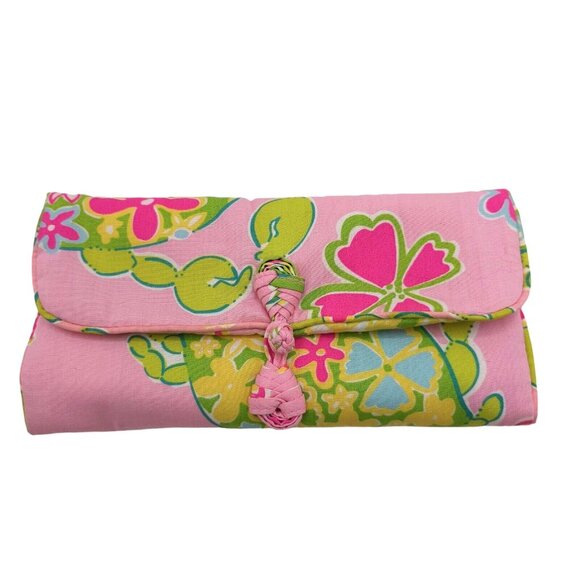LILLY PULITZER Vintage Jewelry Storage Roll Fabric Travel Case Trifold - Picture 1 of 5